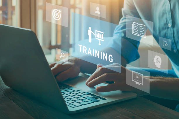 Training online for business, webinar or coaching education concept, teaching, learn knowledge, experience and skills.